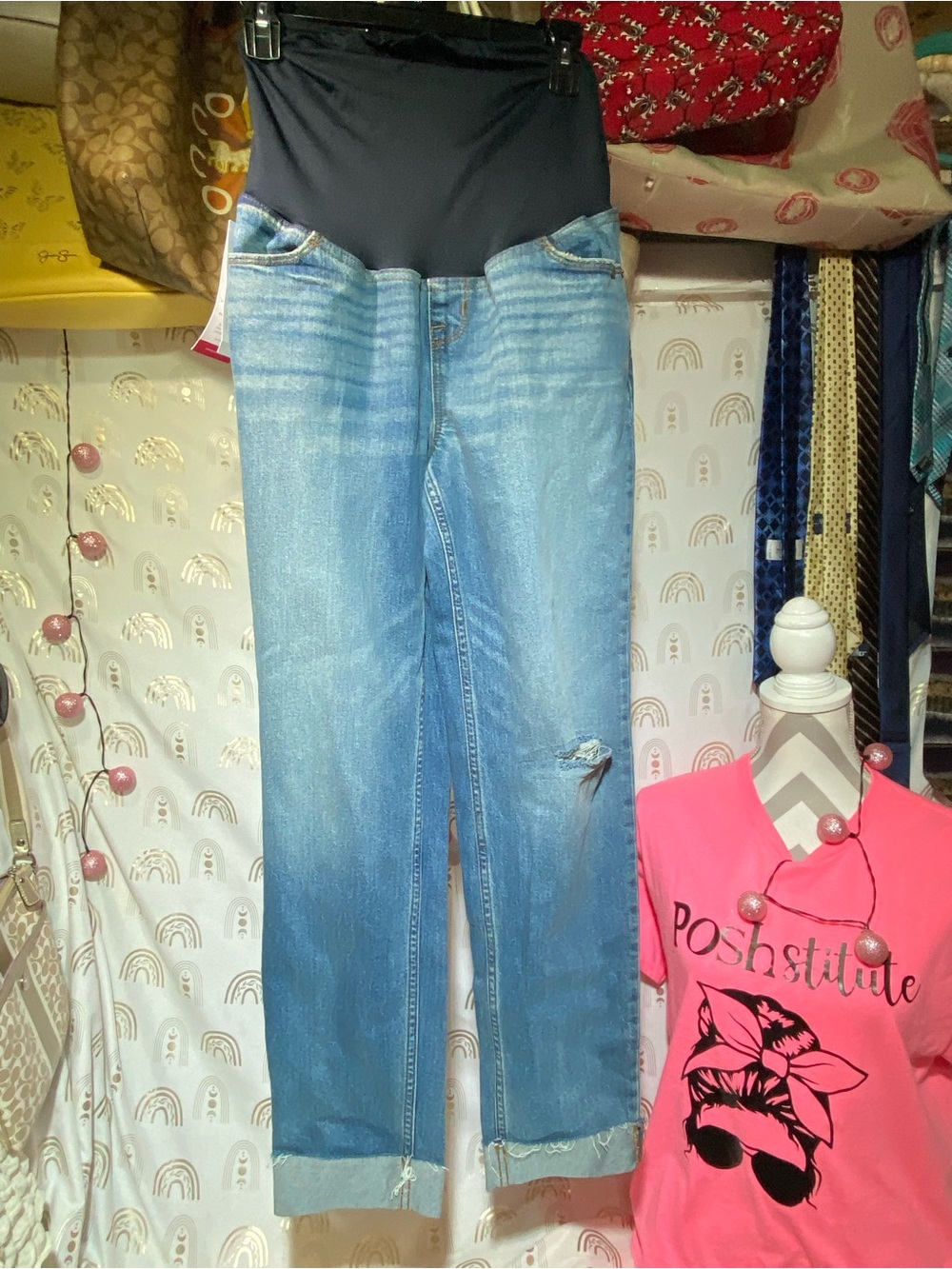 Ingrid & Isabel Light Blue Denim Maternity Boyfriend Jeans
